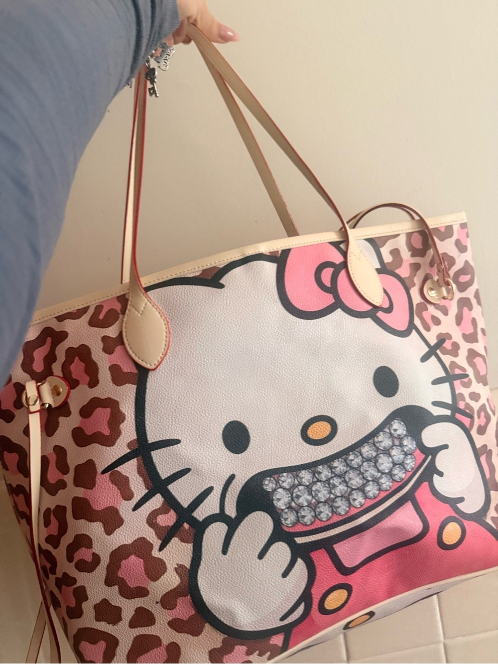 Hello Kitty Pink Leopard Print Tote Bag